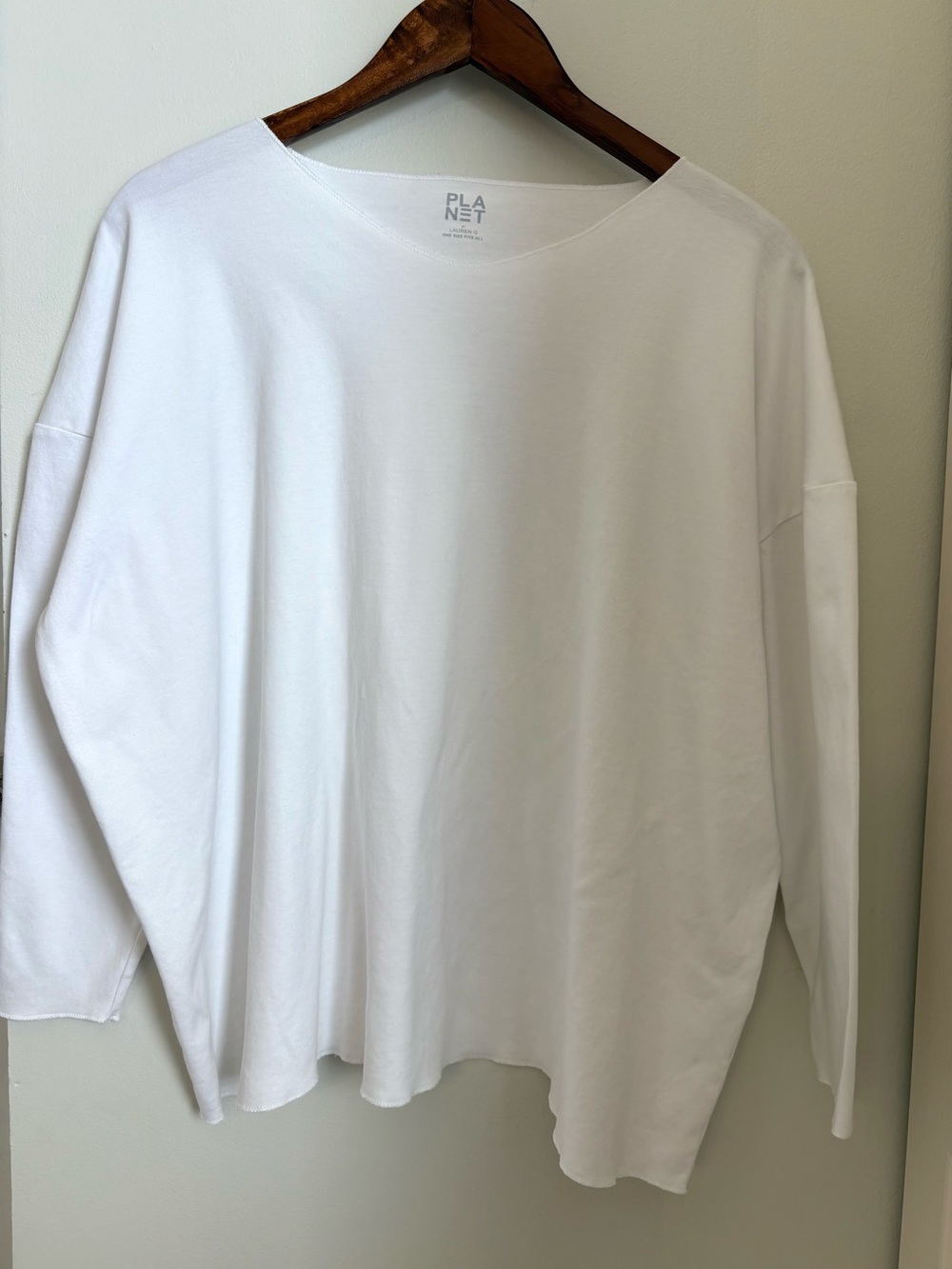 PLANET by Lauren G Relaxed Long Sleeve Tee in White